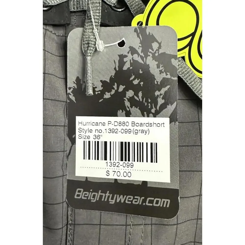 NWT 8eighty Hurricane Mens P-D880 Gray Board‎ Shorts Swimming Trunks Size 36